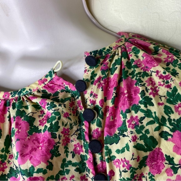 Zara Voluminous Pink and Green Floral Puff Sleeve Dress Size S - Picture 8 of 16